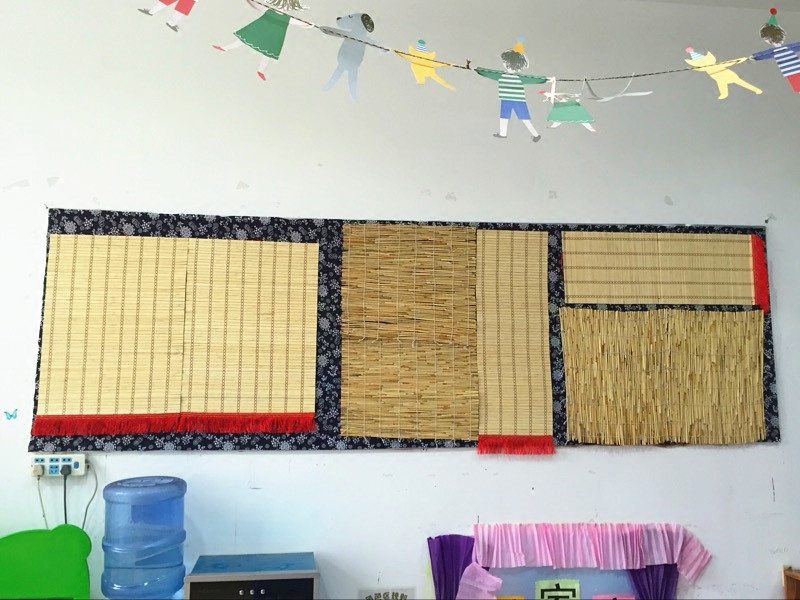 幼儿园教室内吊饰diy手工背景板竹制贴画长款空白竹帘子挂画挂饰