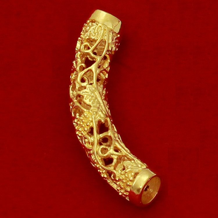 沙金diy手链项链横穿配件弯管仿黄金欧币金弯管