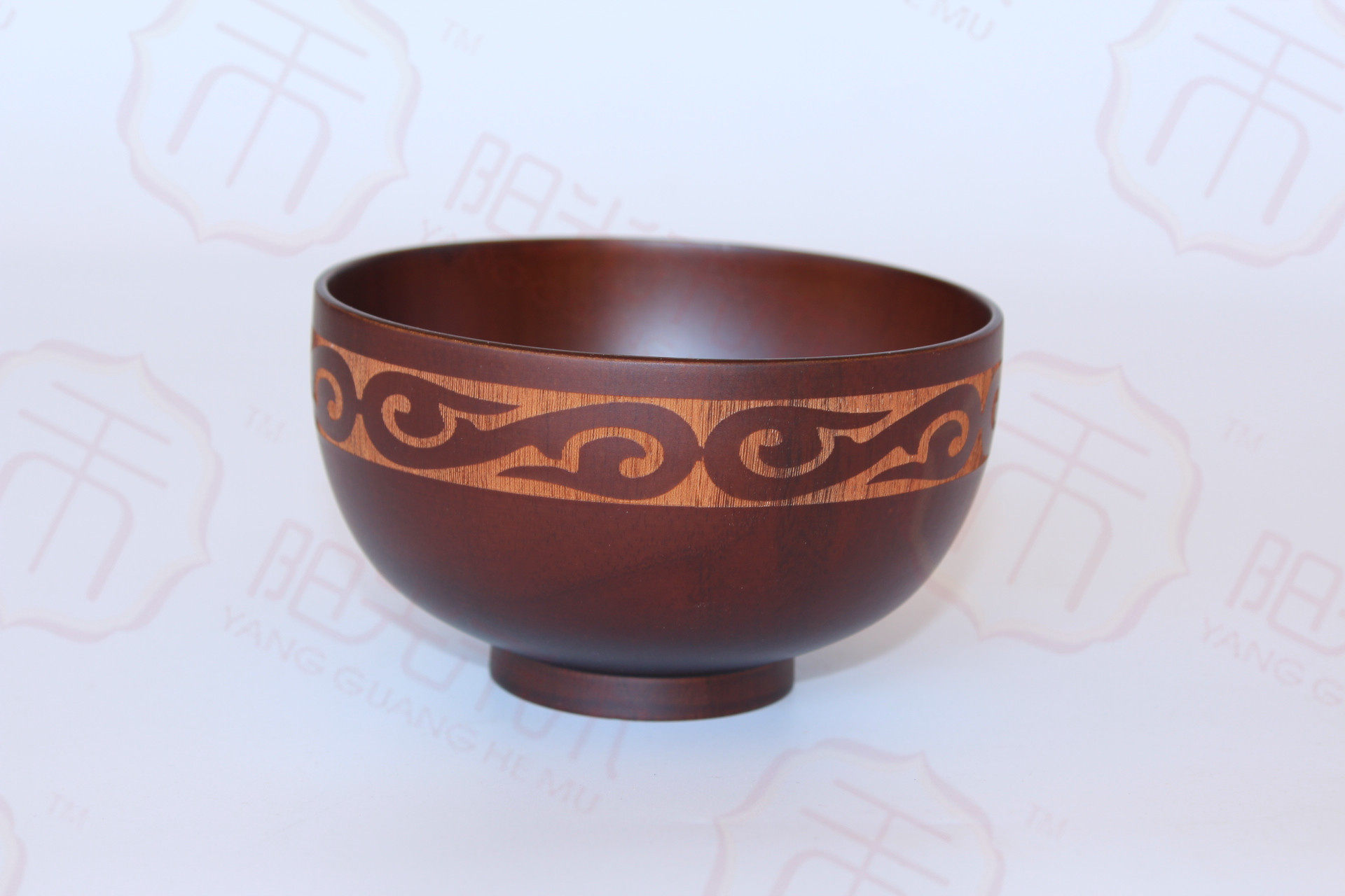民族风实木整木碗蒙古奶茶茶碗祥云图案木质饭碗碗