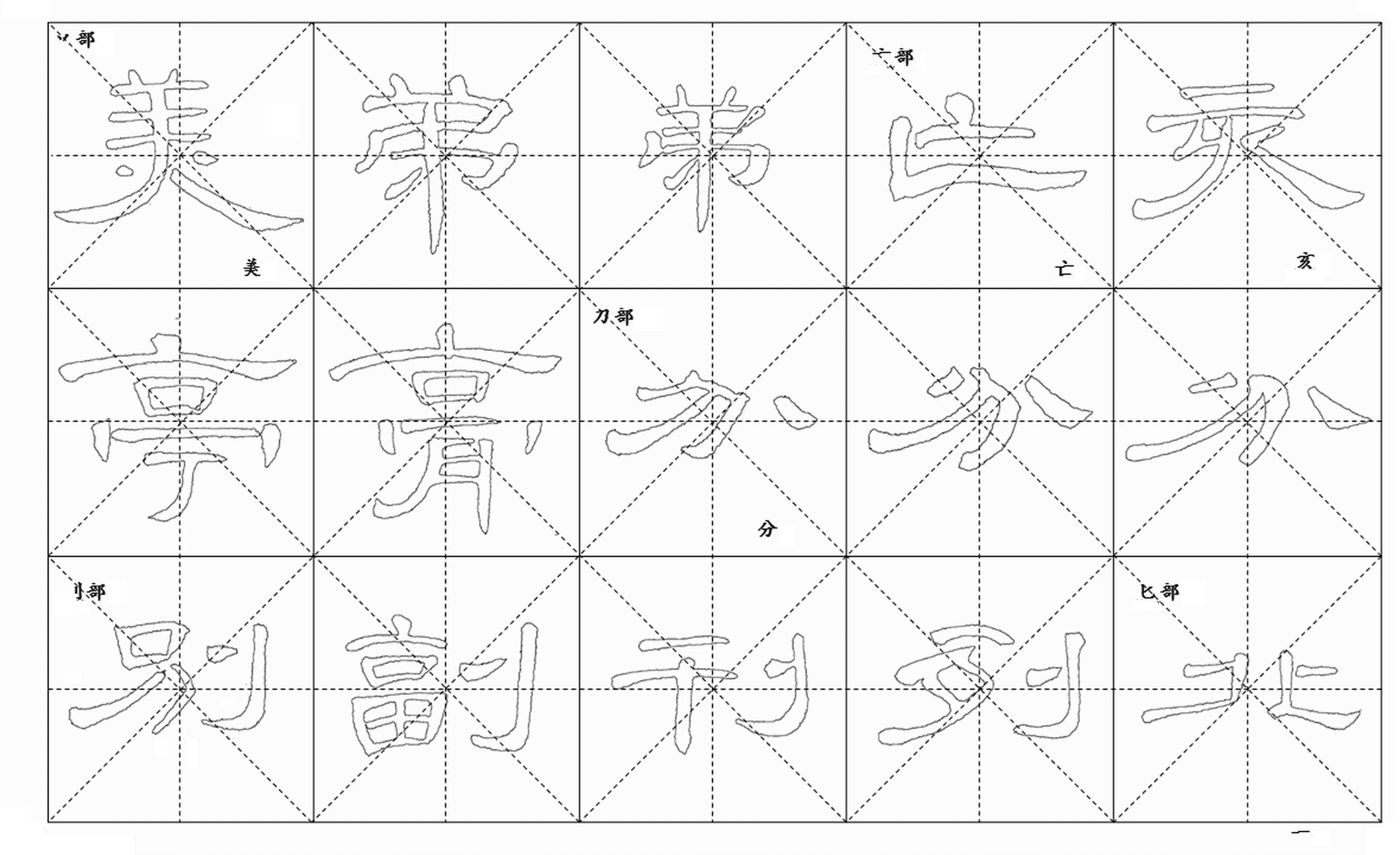 隶书曹全碑部首首例练习65cm半熟宣纸双钩毛笔宣纸