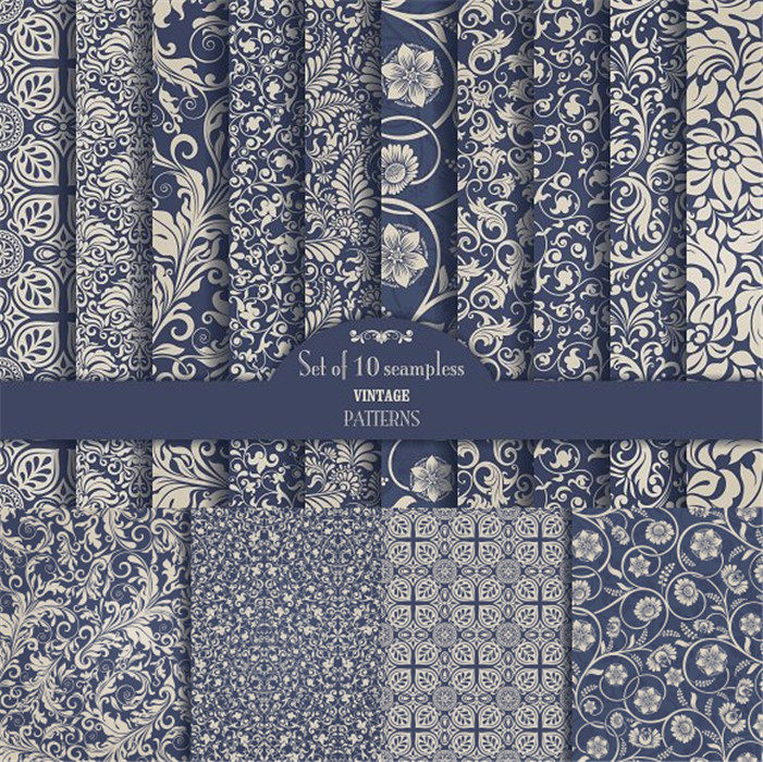 a0370矢量10张巴洛克华丽欧式四方连续纹理背景设计素材