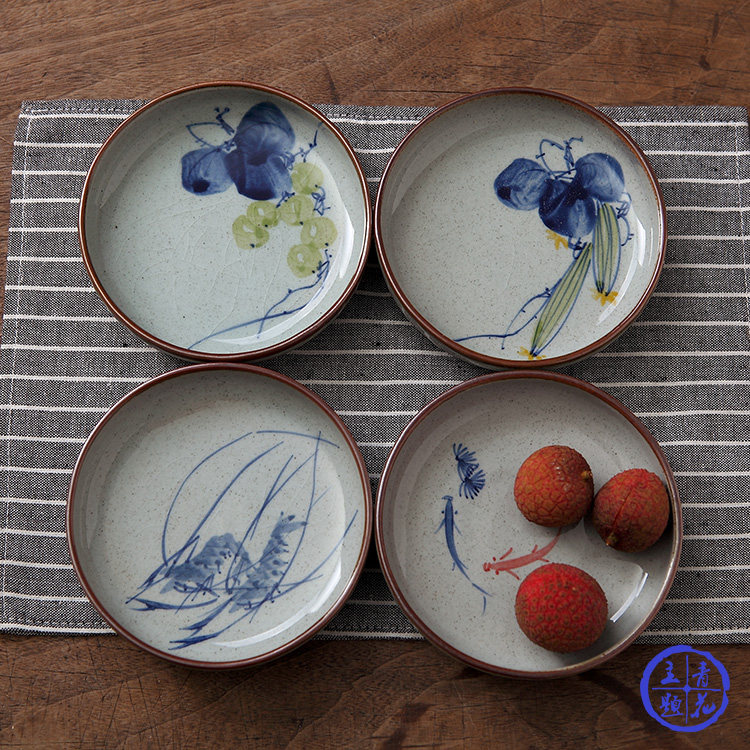景德镇原创手绘青花碟子中国风陶瓷小菜碟茶点