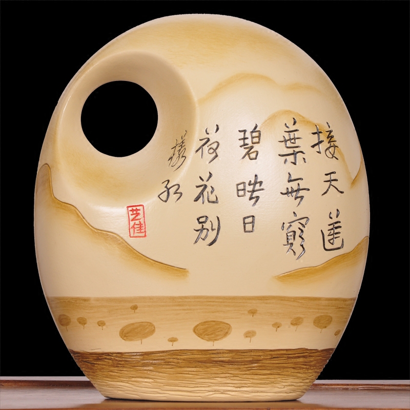 博物架摆件陶器陶土彩绘瓶手工雕刻老物件电视柜客厅玄关乔迁新居