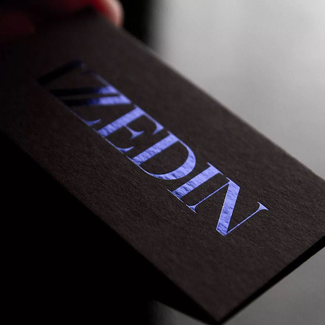 名片法国黑色超厚棉纸有色压印印刷压凹压痕名片