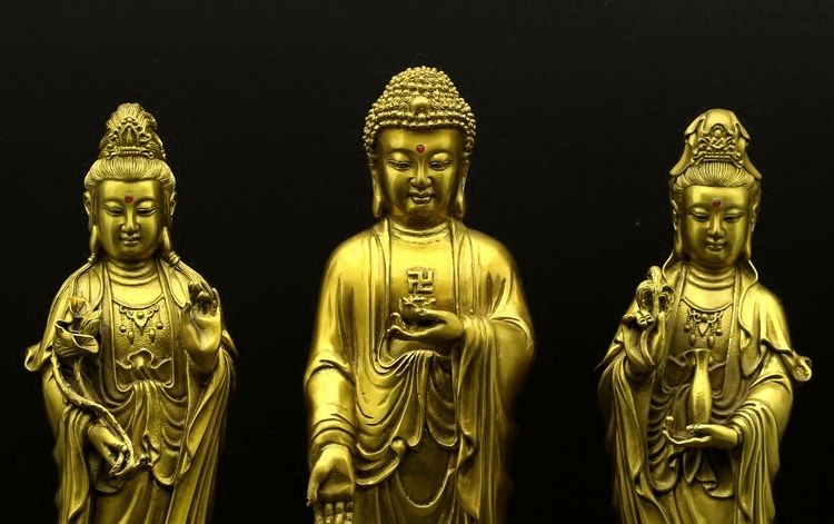 菩萨12-16寸西方三圣佛像摆件阿弥陀佛观音大势装饰摆件