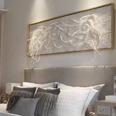订制立体装置纸艺水纹线条纤维艺术装饰画工艺现代装饰画
