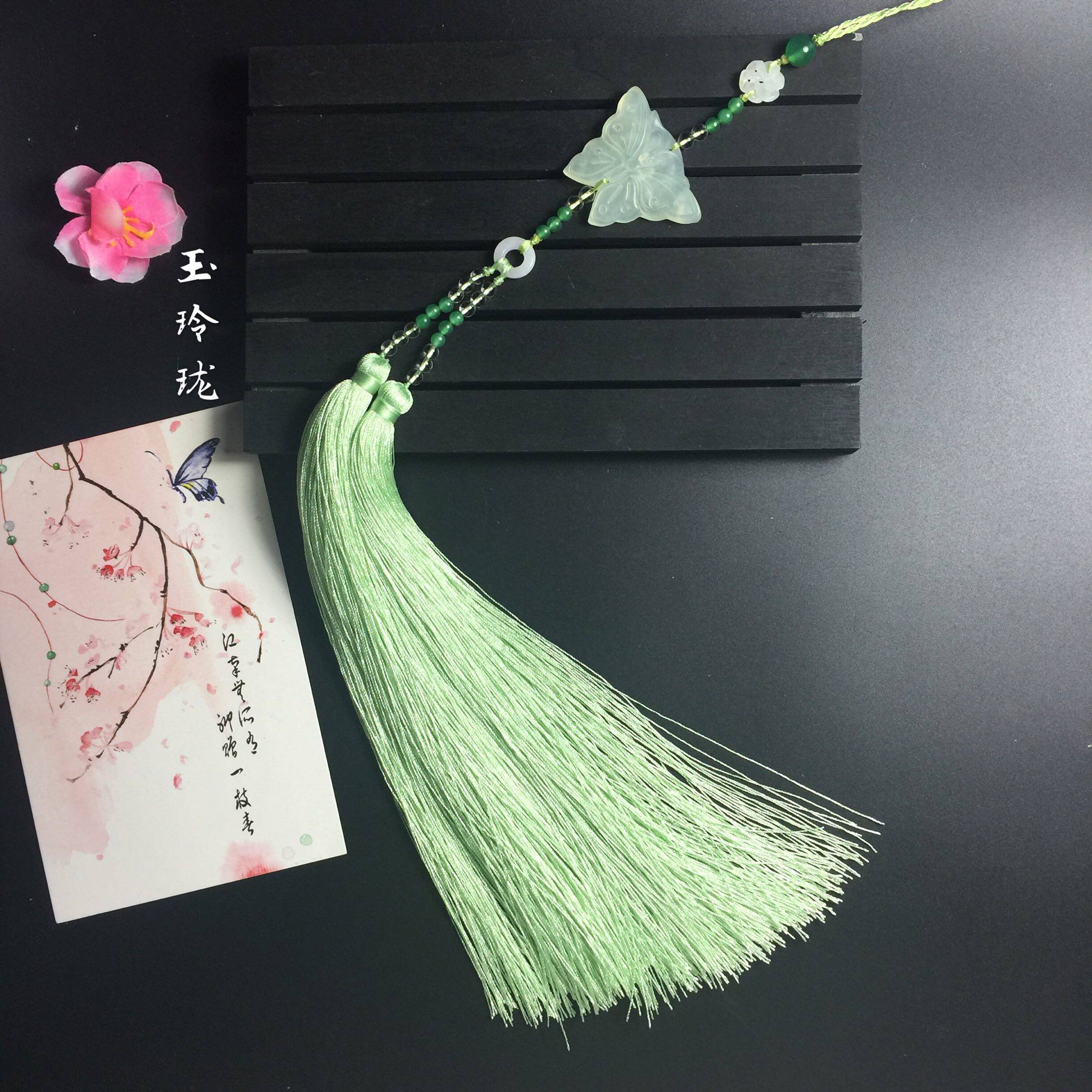 蝶舞岫玉玉蝴蝶吊坠古典乐器挂件古风汉服配饰其他diy饰品配件