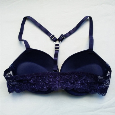 超性感前开扣文胸 蕾丝y型美背前搭扣胸罩聚拢内衣套装前扣小胸a