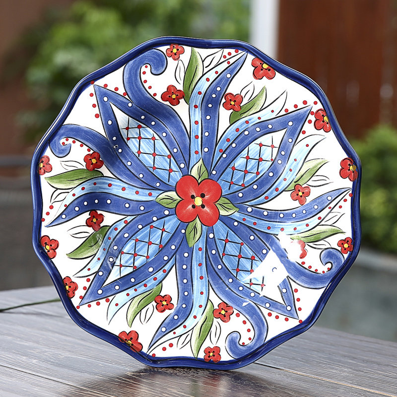 餐盘新款植物花卉西式陶瓷餐具创意家居手绘水果盘