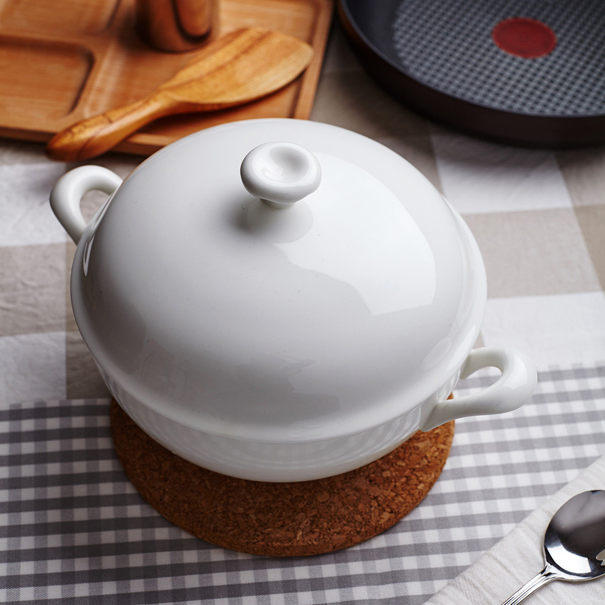 9英寸纯白骨瓷大汤锅景德镇陶瓷器品锅汤煲不可明火直接烧制