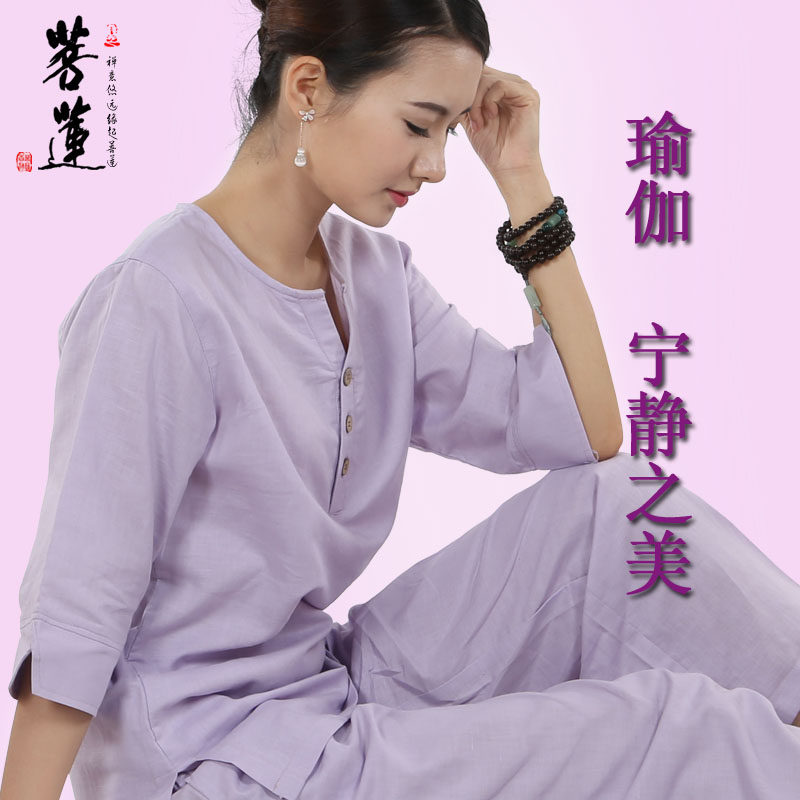 禅修菩莲服女禅意夏款薄款亚棉麻居士瑜伽练功上衣