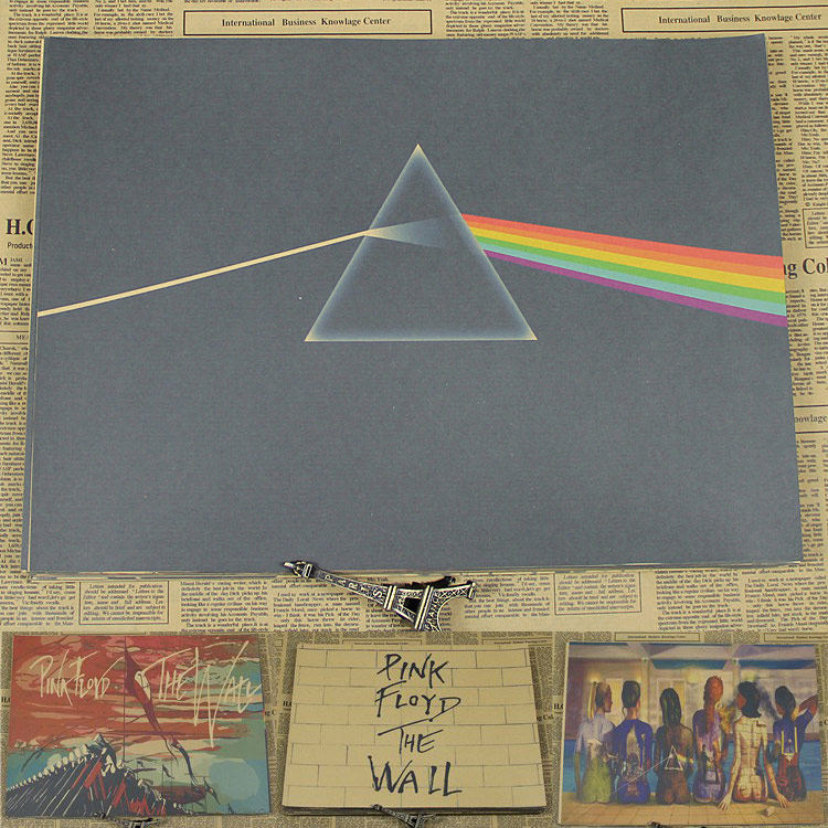 pinkfloyd平克弗洛伊德复古牛皮纸海报迷幻摇滚音乐现代装饰画