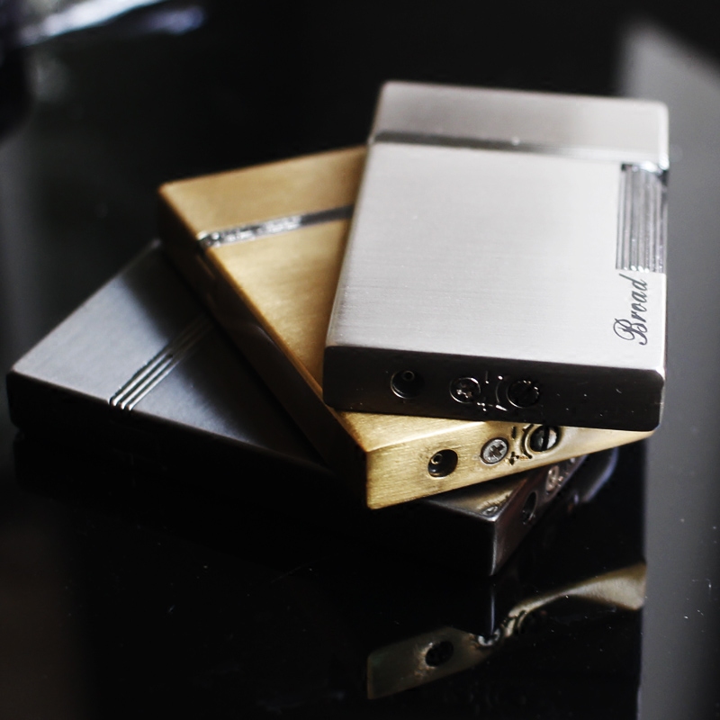 broad光面妙音富贵唐草花纹明火朗声超薄侧滑充气打火机