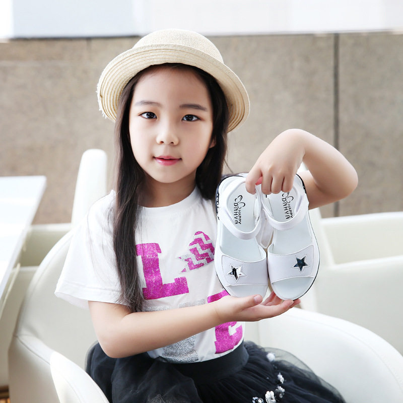 沙滩十岁3456789白色小学生2019夏新款公主儿童新款凉鞋