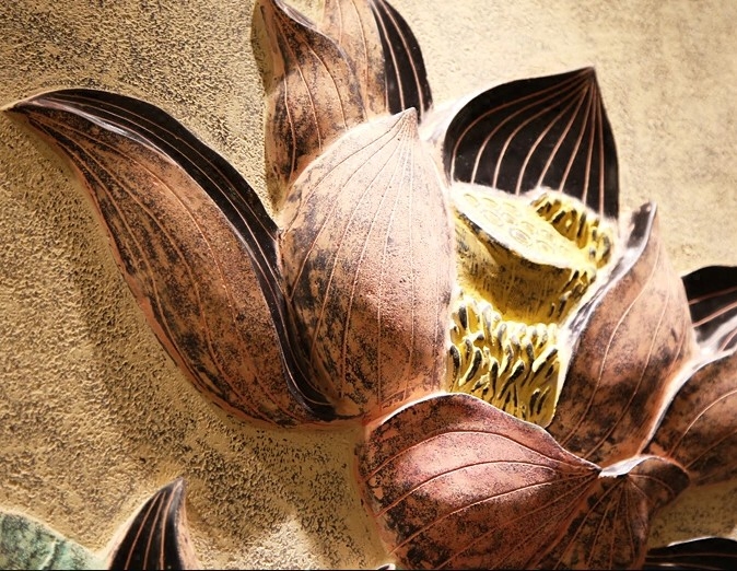 中式复古家居装饰工艺品浅浮雕荷花壁饰玄关背景墙挂件壁饰