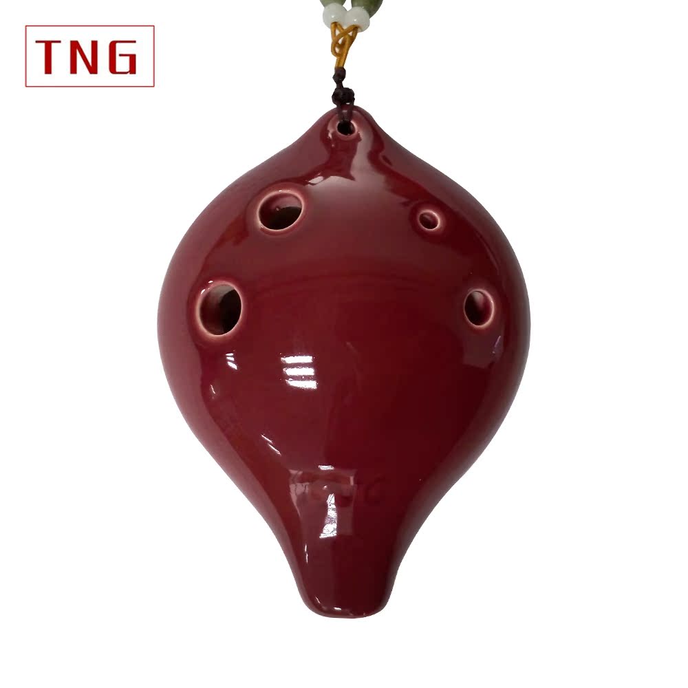 台湾tng六孔中音6ac心型釉色专业陶笛陶笛