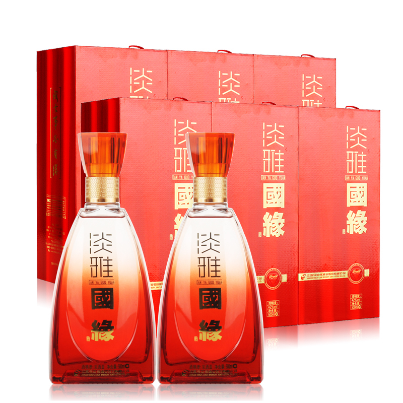 今世缘红淡雅国缘500ml6瓶42度浓香型白酒整箱国缘酒送礼喜宴酒