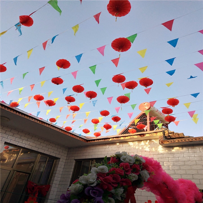 婚礼室外院子布置三角五彩彩旗结婚用品大全拉花