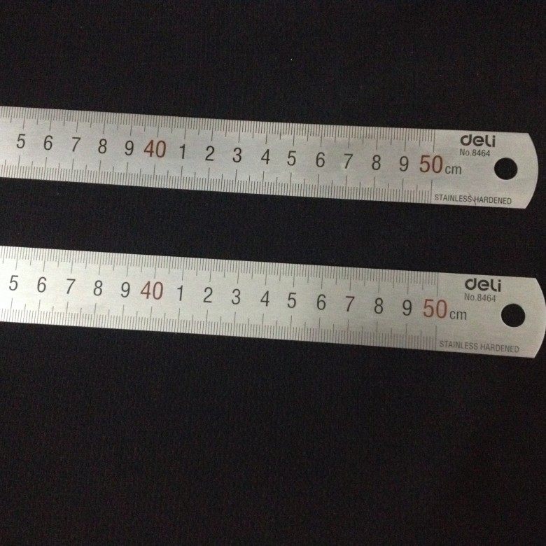 得力8464钢尺50cm50厘米测量直尺加厚不锈钢尺子钢直尺