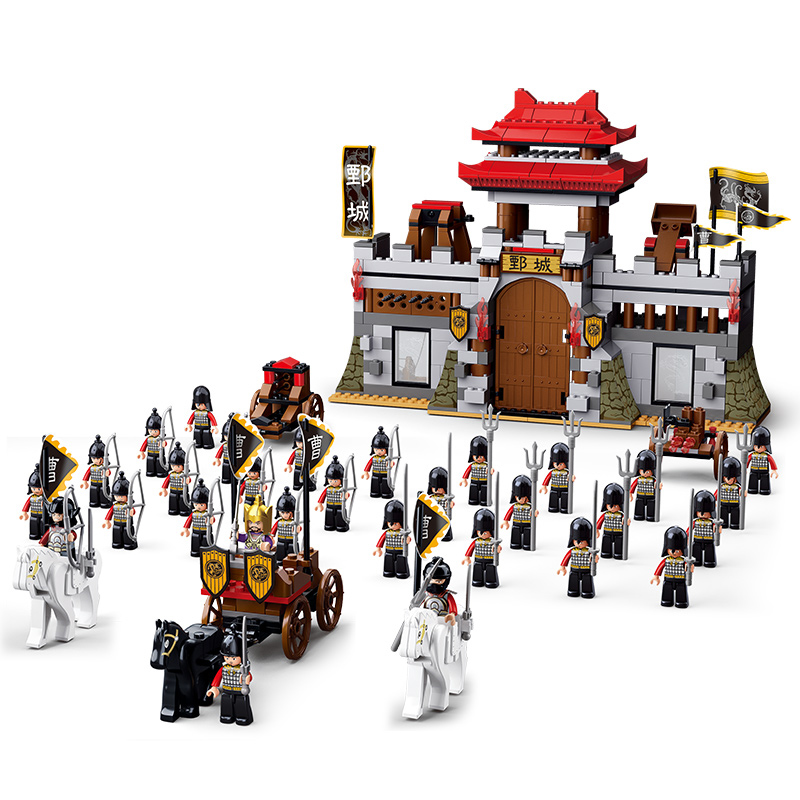 小鲁班拼装积木儿童益智拼插玩具古代文化知识三国系列建构