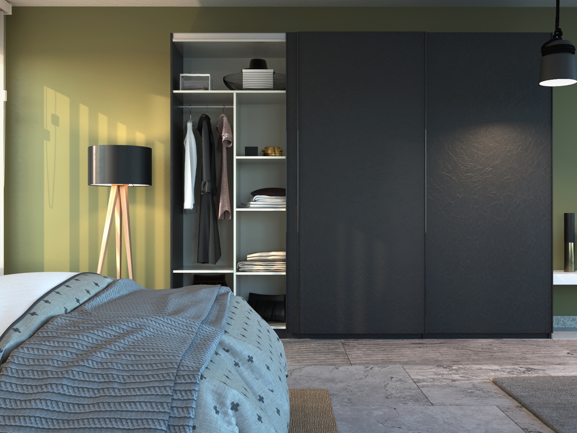 定制e0级现代简约皮纹移门推拉门衣柜衣橱板式卧室家具北欧衣帽间