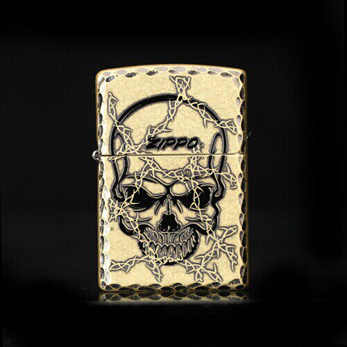 美国原装正品zippo打火机黄铜做旧骷髅魔鬼之门zippo