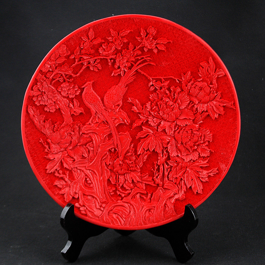 摆件北京礼物漆雕漆器12寸漆盘工艺品新家装饰漆器