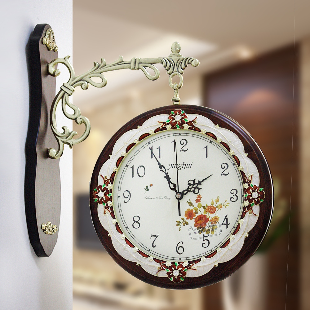 欧式挂钟双面表钟客厅时尚钟表创意个性装饰艺术挂钟