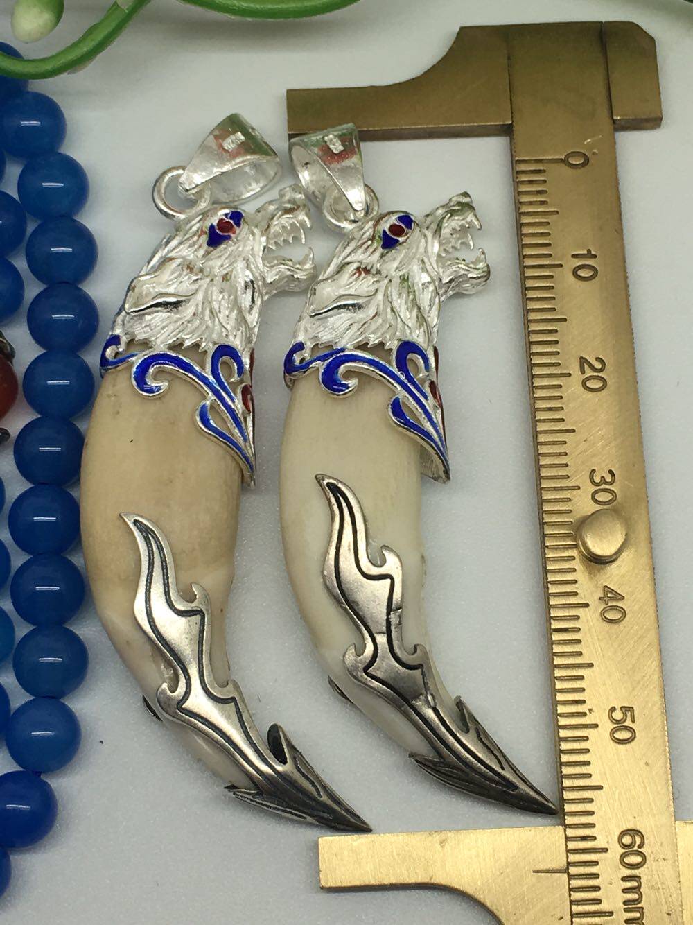 大牙牙齿项链银套纯银包银镶银吊坠狗牙饰品项坠