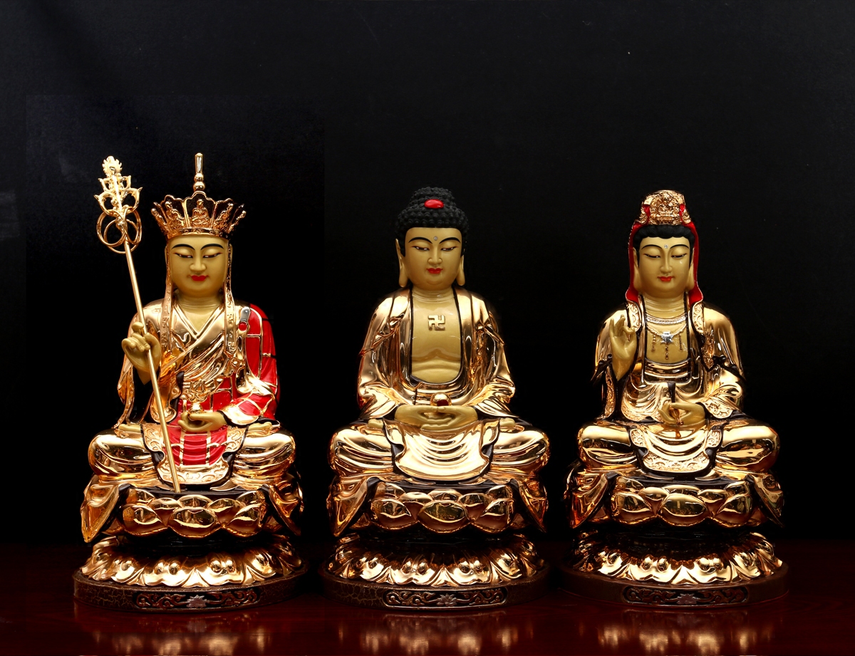 溜金12寸摆件佛堂家居金身像纯铜菩萨王菩萨金地摆件