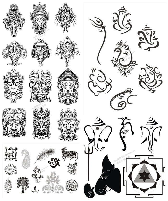 a2201矢量印度传统宗教文化艺术图腾纹饰花纹ai设计素材