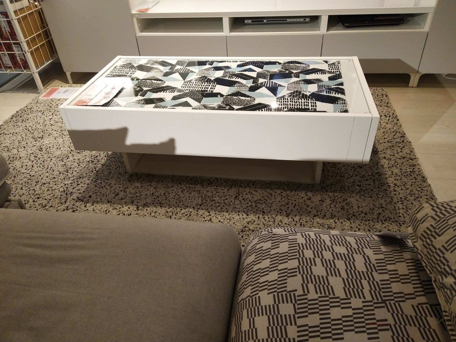 正品拉姆维克茶几白色玻璃带抽屉储物简约现代宜家国内代购