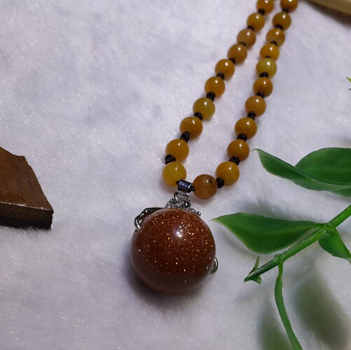 金沙石招财转运吊件挂件一条项链带黄吊坠扣子项坠