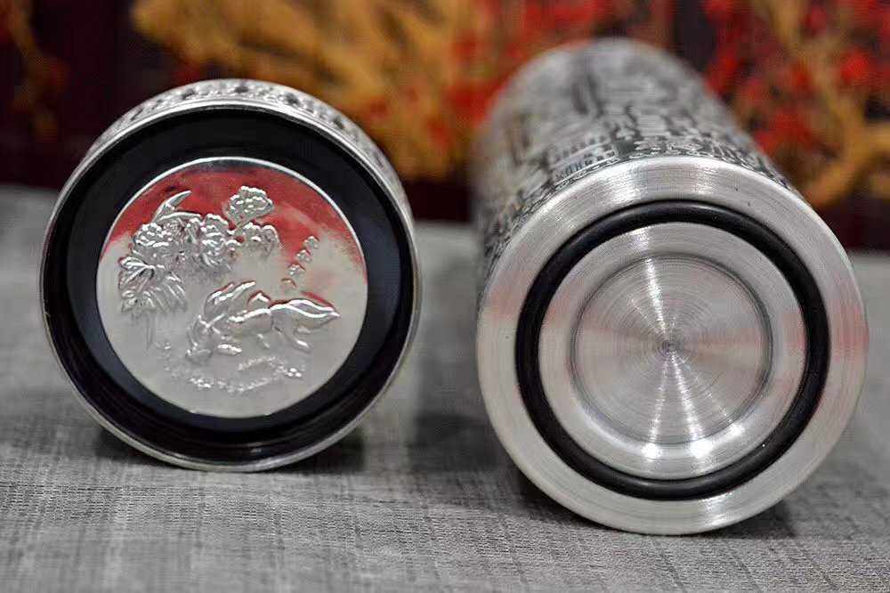 足银百福纯银保温杯内胆内外银杯保健杯银茶杯保温杯