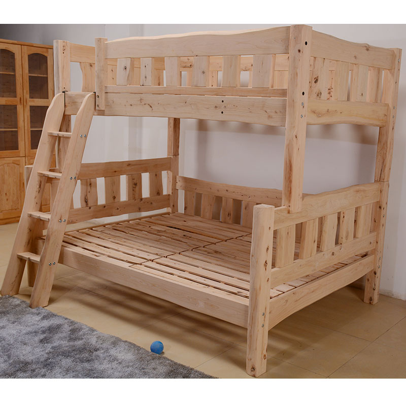 实木原木柏木子母床儿童双层床上下环保无油漆家具多功能健康