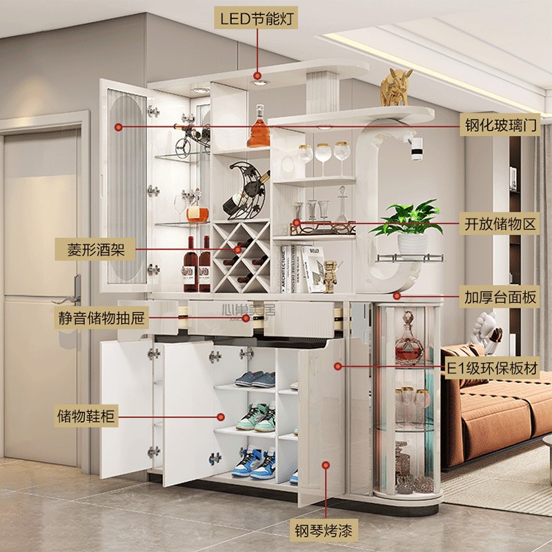 现代简约客厅进门玄关柜隔断柜酒柜鞋柜一体双面间厅柜门厅柜屏风
