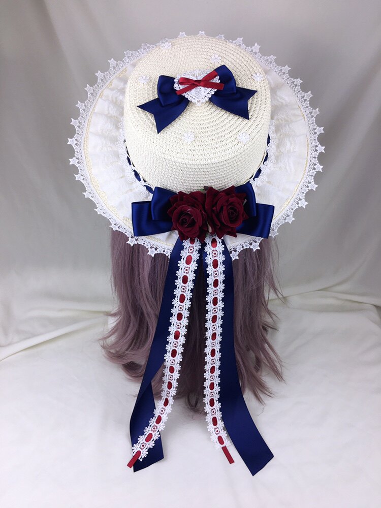 叶子姐姐手作lolita蕾丝蝴蝶结洛丽塔草帽合集遮阳帽lolita洛丽塔配饰