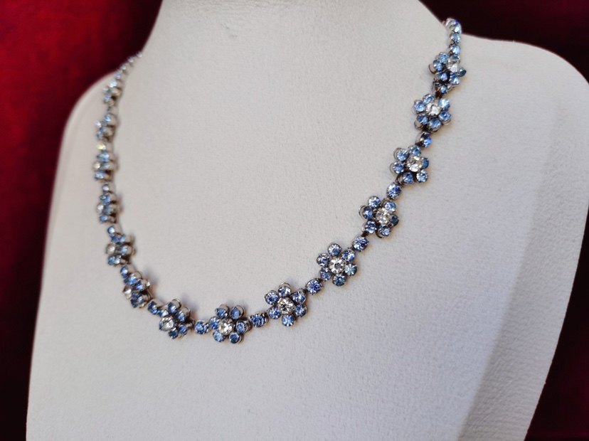 kramer奥地利水晶小花项链vintage西洋欧美复古古董项链