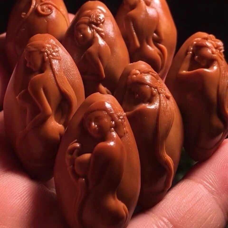 橄榄核手串雕刻美女背影美背核单籽女文玩手串