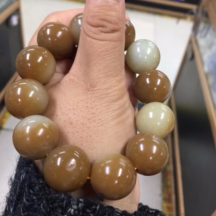 且末新疆和田糖玉羊脂圆珠老型手链手串手饰