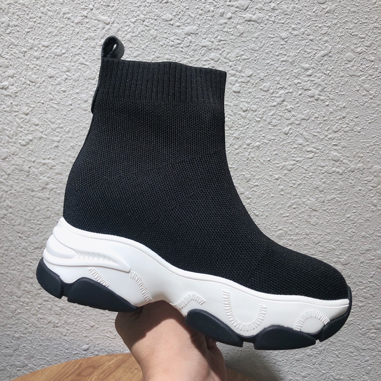 处理凡柔增高袜子鞋女2021年休闲高帮显脚小厚底高帮鞋