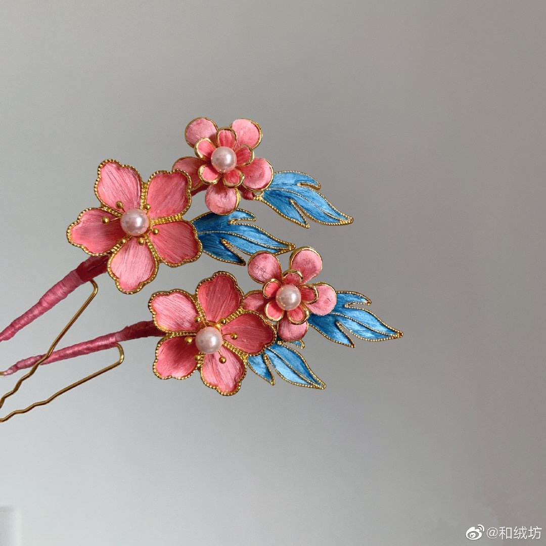 绒花北京非遗点翠传统手工艺制作影视摄影头饰发饰