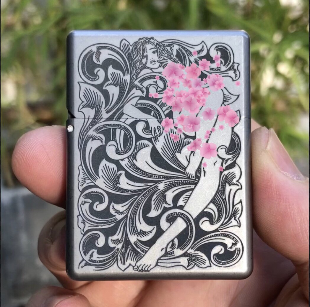 tc4钛合金煤油打火机zippo内胆精雕唐草仙子煤油打火机