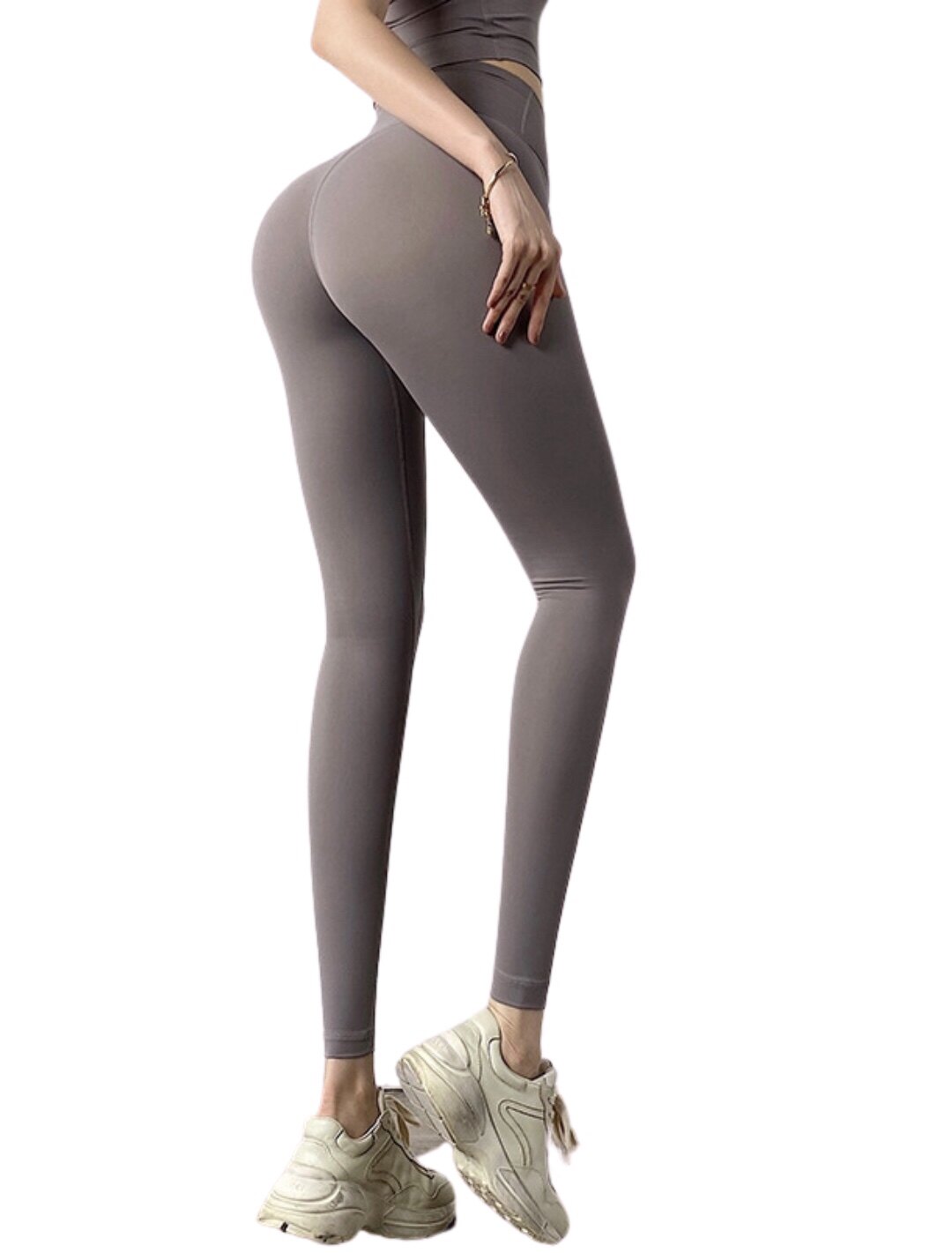 健身栗子紧身裸感尴尬线高弹显瑜伽裤女高腰健身裤