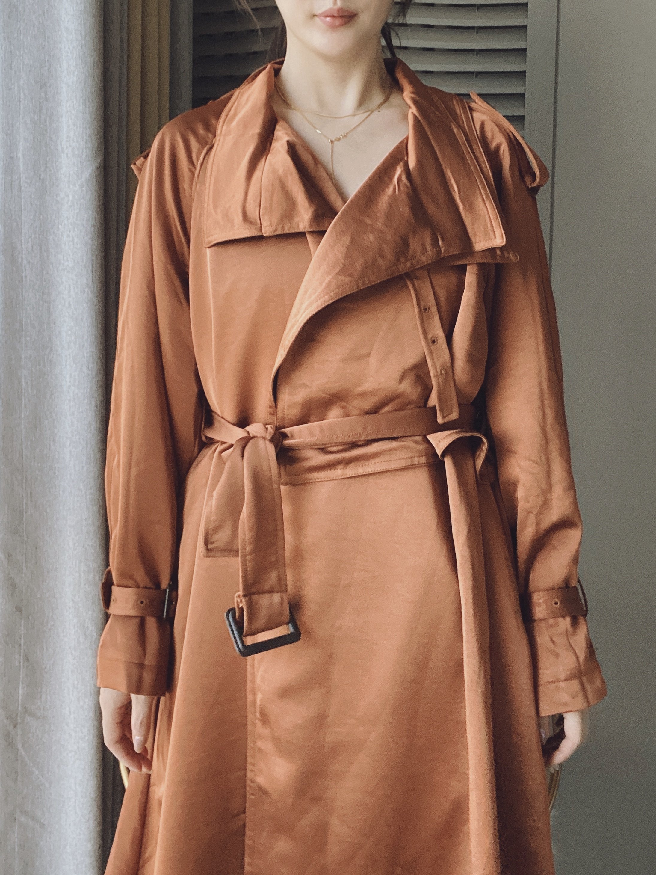 2020出街吸睛设计十足咖色长款外套风衣风衣