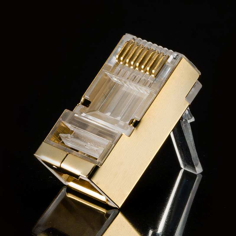 水晶网络用水24k屏蔽千兆六类镀金头超网线水晶头