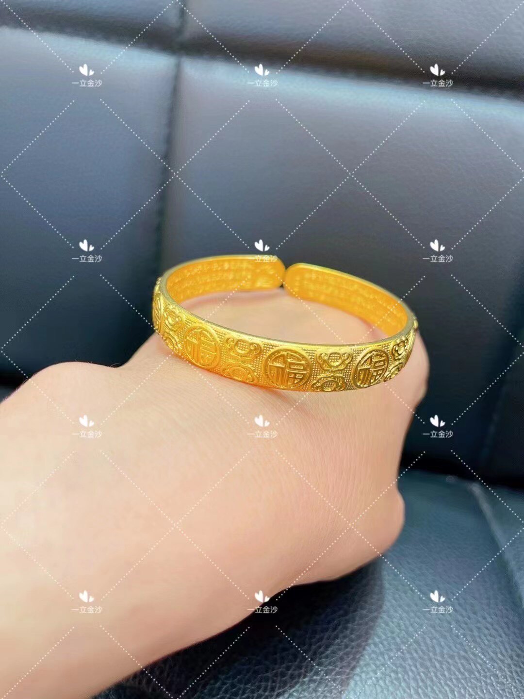 手镯抖音下单一色里外材质金材质矿石开口心经手镯