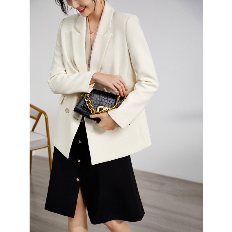 慕格后背开叉白色韩版气质小西西装2021赫本西装