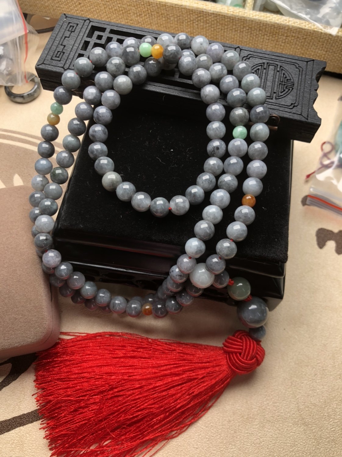 佛珠隆慈缘翡翠乌鸡种冰糯种水润飘花78mm108手链手链