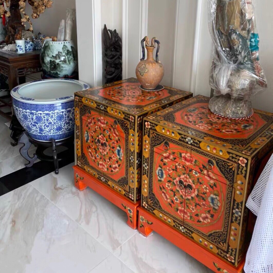 中式手绘藏式衣箱电话沙发西藏彩绘古典家具实木门厅